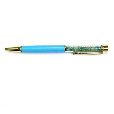 Sky Blue Ballpoint Pen with Amazonite Chips in Gift Box