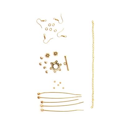 Gold Plated Base Metal Snowflake Findings Pack, 28pcs