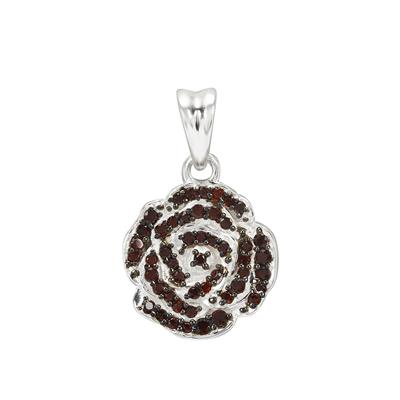 Spring At Chestnut Close By Mark Smith: 925 Sterling Silver Camelia (D-21mm W-13.10mm)  With 0.43cts Garnet Pave Charm