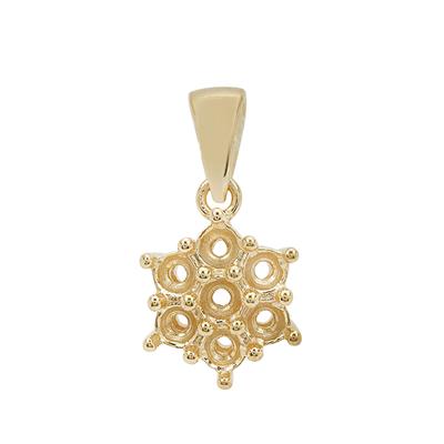 Gold Plated 925 Sterling Silver Flower Multi Gemstone Round Pendant Mount (To fit 3mm gemstone)- 1pcs