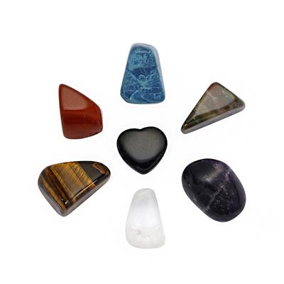 390cts Mixed Gemstones Protection Crystal Mix Shape & Size (Pack of 7)