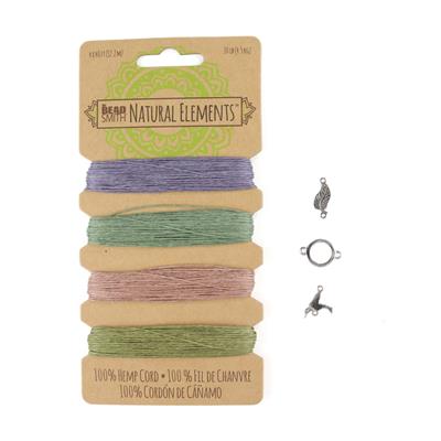 Hemp Cord Bracelets - 925 Sterling Silver 1x Gem Set Round Connector , 1x Bird Connector ,1x Leaf Connector & Beadsmith Hemp Colour Card