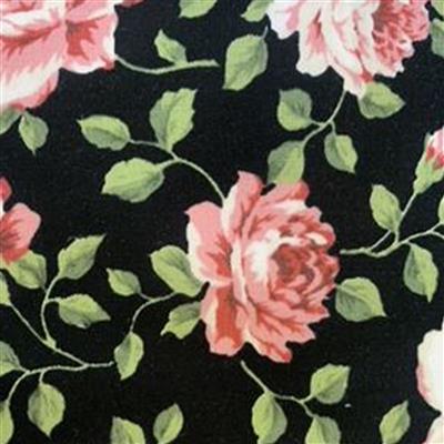 Country Floral Pink Peony on Black Fabric 0.5m Exclusive