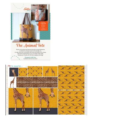 Amber Makes Animal Tote Bag Kit: Panel & Instructions - Giraffe
