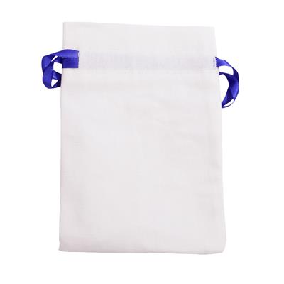 Cotton Bags with Blue Satin Ribbon, Approx 15x10cm, 20pcs