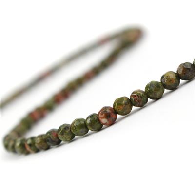 40cts Unakite Faceted Rounds Approx 4mm, 38cm Strand