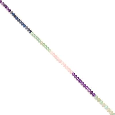 100cts Ombre Rainbow Plain Rounds Approx 6mm, 38cm Strand (Amethyst, Rose Quartz, Amazonite, Flourite, Aventurine)