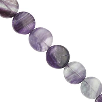 100cts Blue John Fluorite Smooth Coin Approx 10mm to14mm, 14cm Strand