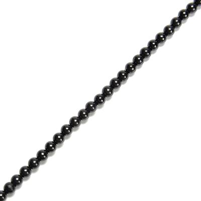 50cts Black Spinel Plain Rounds, Approx 4mm, 38cm Strand