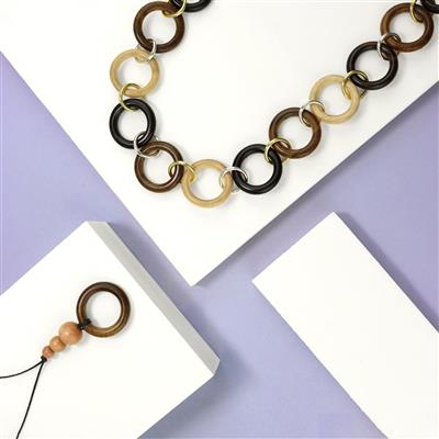 Wood O Ring, Round Beads, Silver & Gold Plated Base Metal Spacer Bead Project With Instructions By Alison Tarry