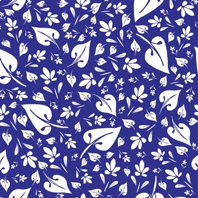 Sanntangle Tangly Leaves Dark Blue Fabric 0.5m