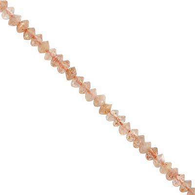 10cts Peach Moonstone Faceted Saucer Approx 2.5x1.5 to 3x1.5mm, 25cm Strand