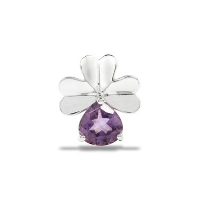 925 Sterling Silver Clover Pendant with Amethyst, Approx 15mm