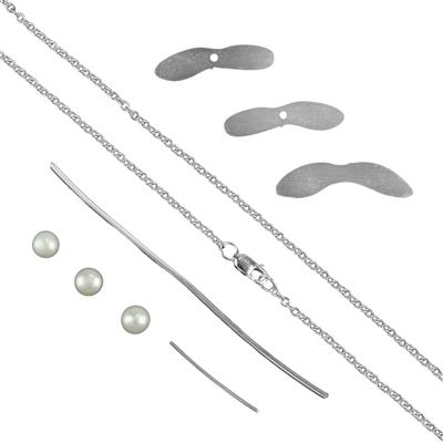 935 Argentium Finest Silver Mistletoe Pendant Kit With Freshwater Cultured Pearls