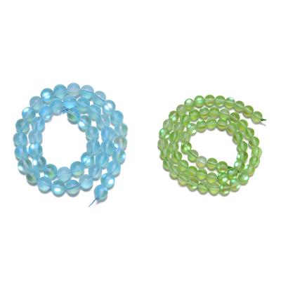 Kit 2. Blues Bracelet (Blue 8mm Mermaid Quartz Rounds, 38cm Strand & Green 6mm Mermaid Quartz Rounds, 38cm Strand )