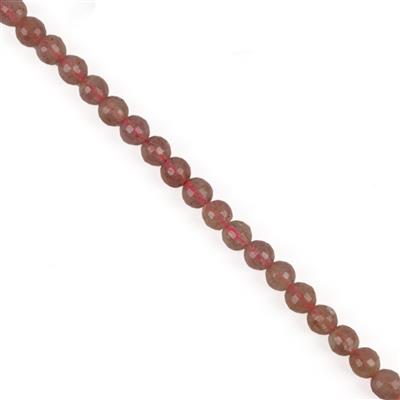 80cts Red Strawberry Quartz Faceted Rounds, Approx 6mm, 38cm Strand