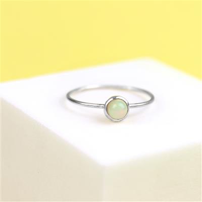 925 Sterling Silver Bezel Cup & 0.18cts Ethiopian Opal Round Cabochon Approx 4mm