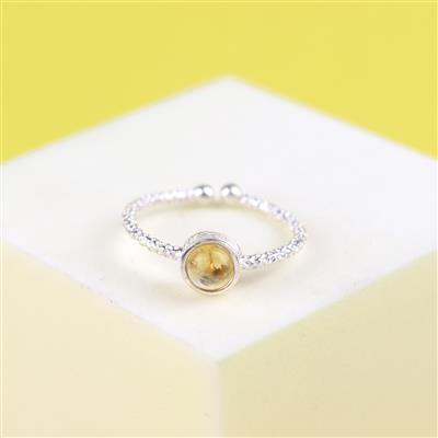 925 Sterling Silver Birthstone Adjustable Rings Mount With Citrine, Approx 5mm