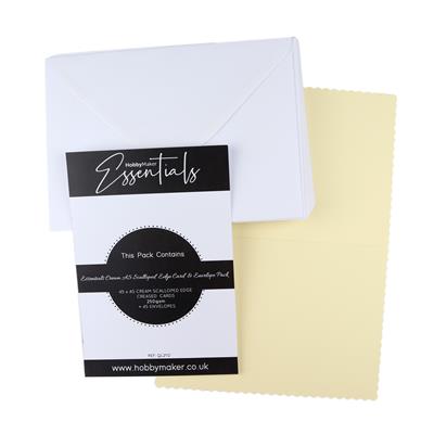 Hobby Maker Essentials  45 x Cream A5 Scalloped edge card and envelope pack