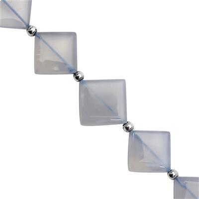 50cts Blue Chalcedony Smooth Square Approx 12 to 17mm, 14cm Strand With Spacers