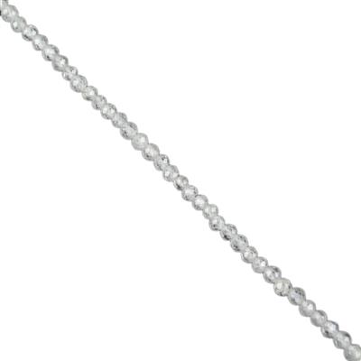 10cts White Zircon Faceted Round Approx 2mm, 25cm Strand 