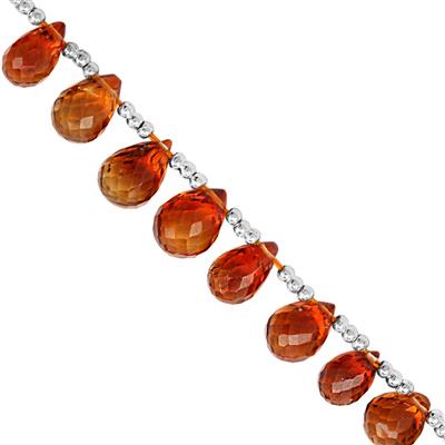 20cts Mandarin Citrine Top Side Drill Graduated Faceted Drops Approx 6x4 to 10x6mm, 8cm Strand With Spacers.