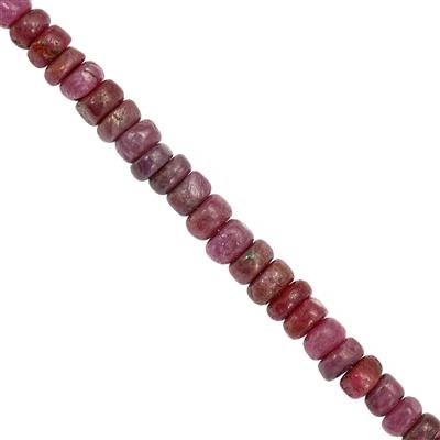 45cts Natural Ruby Smooth Rondelle Approx 3 to 5mm, 20cm Strand