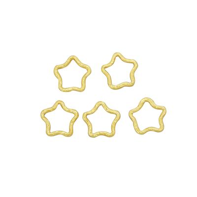 Gold Plated Sterling Silver Star Shaped Textured Jump Rings Approx 10mm OD, Pack of 5 