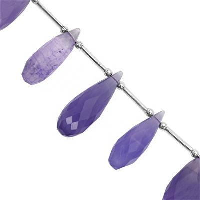 95cts Lavender Fluorite Faceted Elongated Drops Approx 24x8 to 30x10mm, 11cm Strand With Spacers