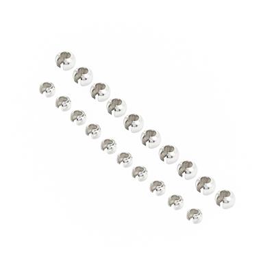 925 Sterling Silver Plain Crimp Bead Covers, Approx 4mm & 5mm 20pcs (10 of each size)