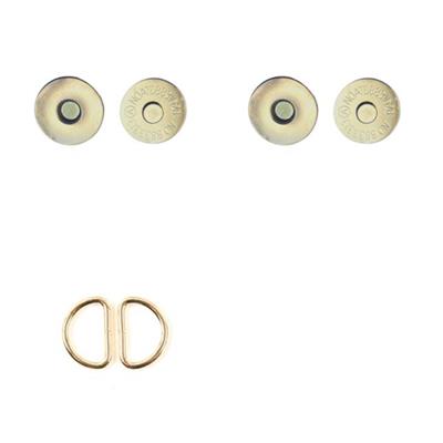 Gold Haberdashery Bundle: D-Rings (2 x 25mm) & Magnetic Snap (1pc)