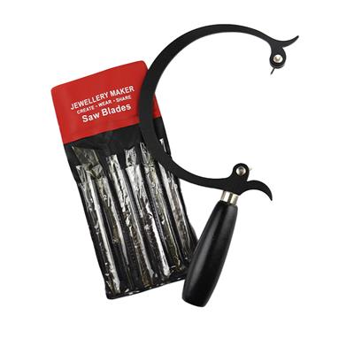 Curved Jewellers Saw Frame with Assorted Blades 