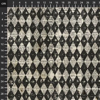 Tim Holtz Eclectic Elements Substrates Frightful Collection Harlequin Black Fabric 0.5m