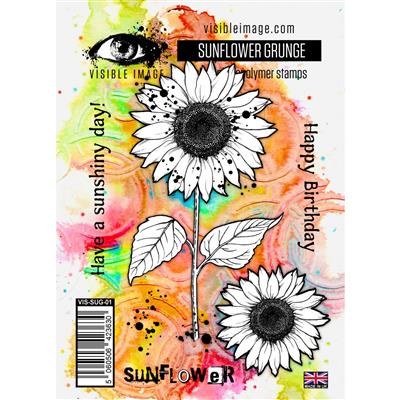 Visible Image Sunflower Grunge Stamp Set