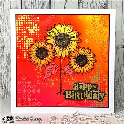 Visible Image Sunflower Grunge Stamp Set