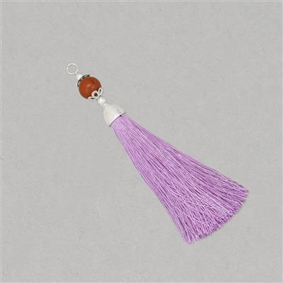 Purple Tassel With 7cts Red Agate Bead Approx 10mm & Silver Plated Base Metal Bead Caps