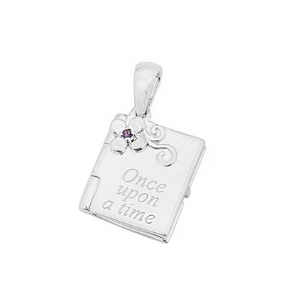 0.1cts Amethyst Sterling Silver Notebook Pendant