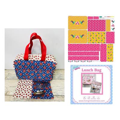 Living in Loveliness Hummingbirds Lola Lunch Bag Kit: Instructions & Fabric Panel