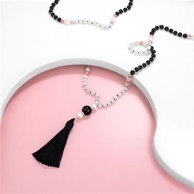 925 Sterling Silver, Yin & Yang Type A White & Black Jadeite Mala Project