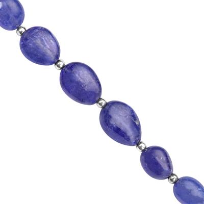 20cts Tanzanite Smooth Tumble Approx 6x7 to 11x7mm, 6cm Strand With Spacers