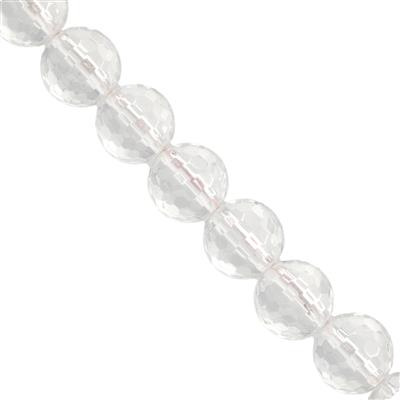 120cts Clear Quartz Faceted Round Approx 9 mm, 21cm Strand
