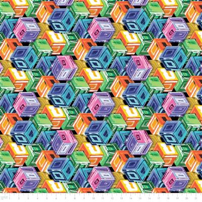 Around The Block Collection Cubes Multi Fabric 0.5m