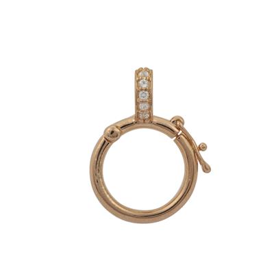 Rose Gold 925 Sterling Silver Round Clasp Set with white Topaz, Approx 24x19mm, 