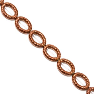 150cts Copper Haematite Hollow Ovals Approx 12x16mm, 38cm Strand