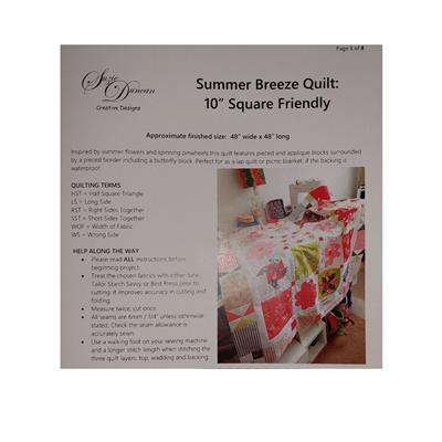 Suzie Duncan's Summer Breeze 10 Inch Charm Pack Quilt Instructions