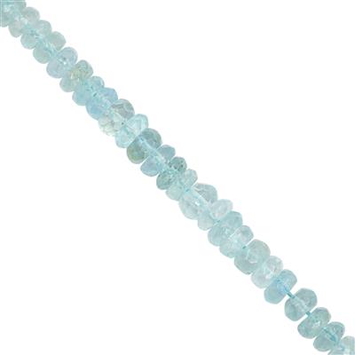 35cts Aquamarine Faceted Roundelles Approx  3x1 to 5x3mm, 19cm Strand