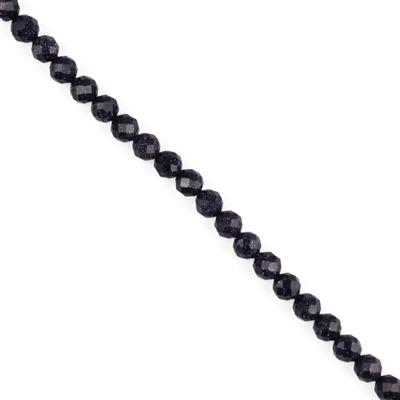 210cts Blue Sandstone Faceted Rounds Approx 6mm 1 metre Strand