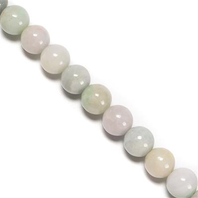 470cts Type A Jadeite Plain Round Beads Approx 12mm, 38cm Strand