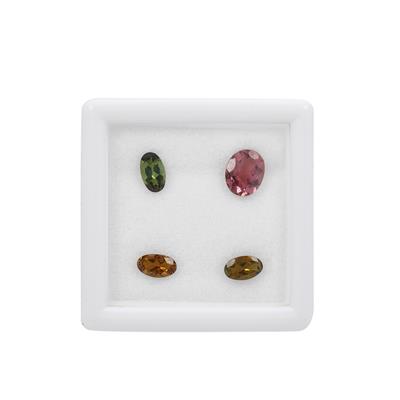 1cts Multi-Colour Tourmaline Brilliant Oval Approx 5x3 to 6x5mm Loose Gemstones, (Pack of 4)