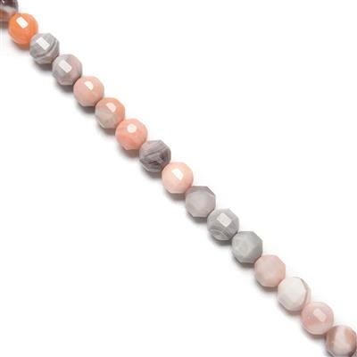 95cts Peach Botswana Agate Faceted Satellite Beads Approx 6x7mm, 38cm Strand